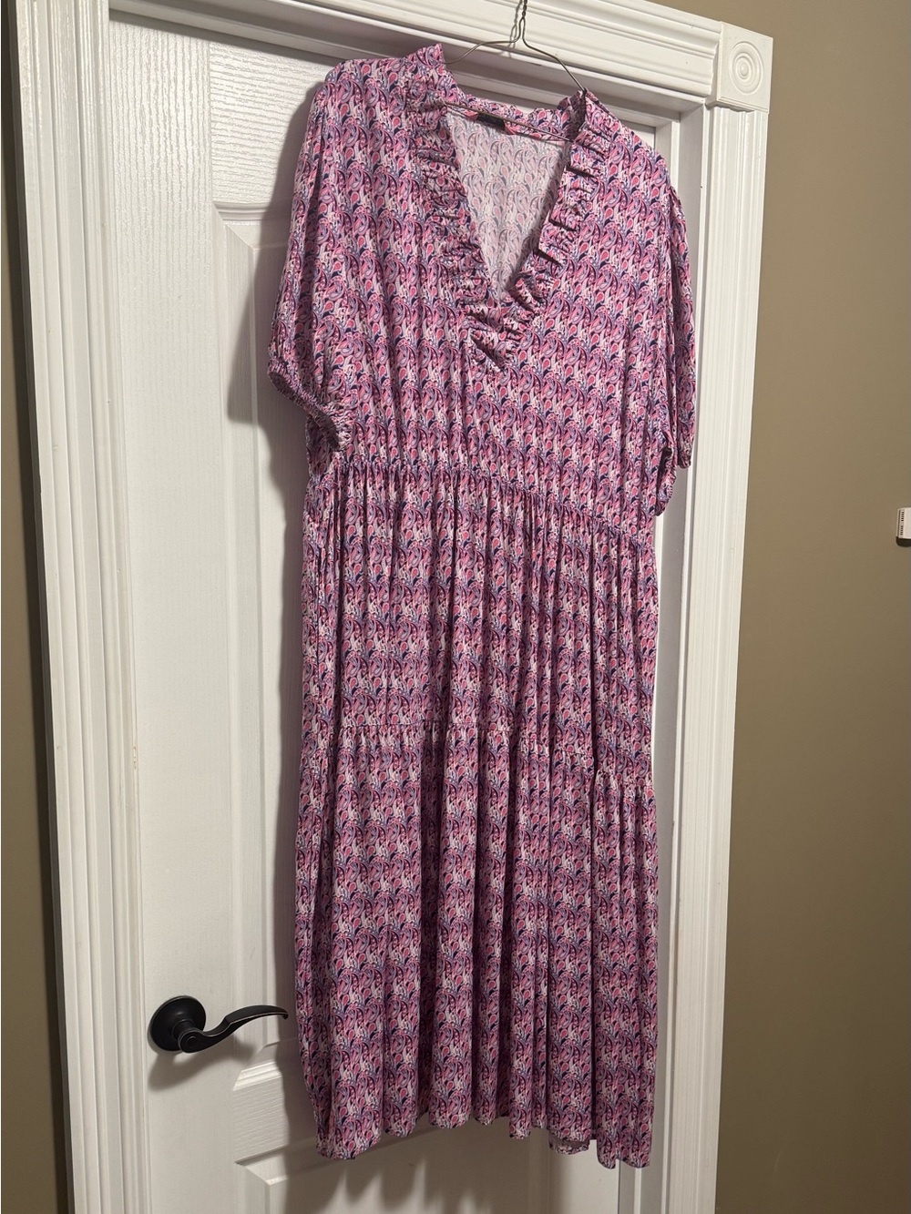 Simply Southern Pink & Purple Printed V-Neck Midi Dress